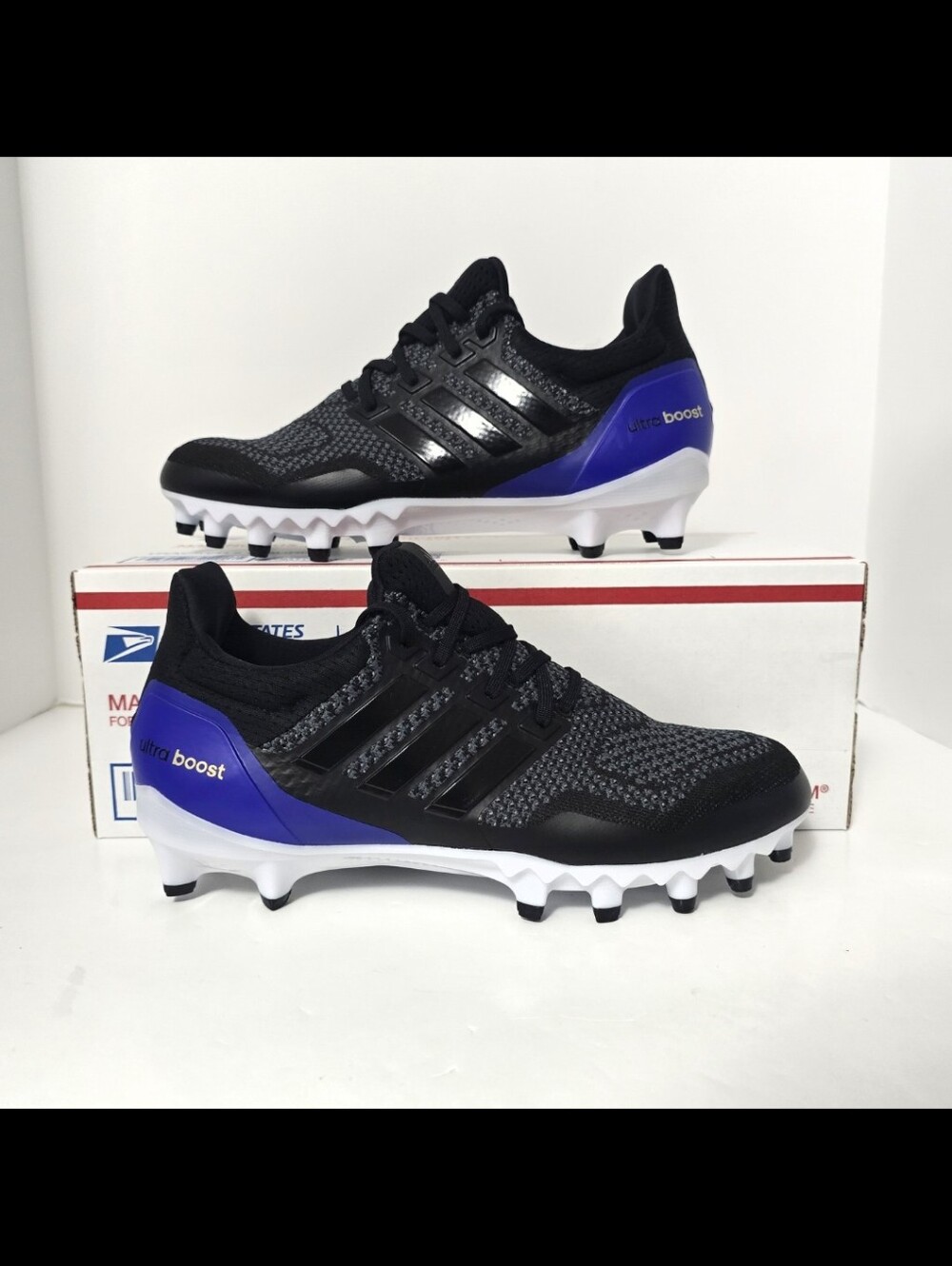 Adidas Ultraboost Football Cleats Black Blue Woven JP7410 Men’s Size 10